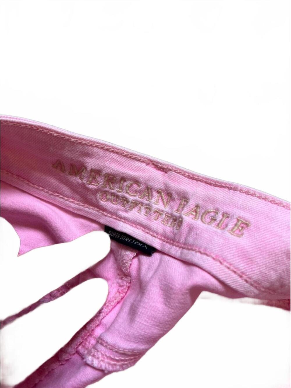 American‎ Eagle High Rise Pink Distressed Denim Shorts Size 2 Boho Indie - Picture 5 of 5